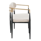 Christopher Knight Home Names Modern Metal Loveseat, Living Room Fabric Upholstered Settee, Curved Open Backrest 2-Seater Sofa, Cozy Couch for Bedroom, Apartment, Home Office, Black+ Gold + Beige Christopher Knight Home