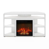 Pemberly Row Corner TV Stand with Fireplace for TV up to 55 Inches Solid White Pemberly Row