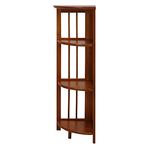 Casual Home 4-Shelf Corner Folding Bookcase, Honey Oak - WoodArtSupply