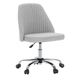 DUMOS Office Chair, Comfy Desk Chair Rolling Vanity Swivel Task Chairs with Wheels, Wide Seating Armless Height Adjustable Computer Chairs for Home,Bedroom,Student,Adults, Classic Grey DUMOS