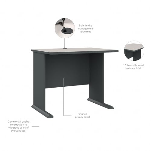 Bush Business Furniture Series A 36W Small Desk in White Spectrum and Slate, Compact Computer Table for Home or Professional Office - WoodArtSupply