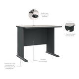 Bush Business Furniture Series A 36W Small Desk in White Spectrum and Slate, Compact Computer Table for Home or Professional Office Bush Business Furniture