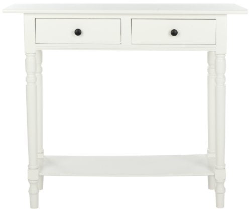 SAFAVIEH Home Collection – Rosemary Distressed Cream Console Table with Drawers & Shelf, Classic Contemporary Storage Console, Turned Leg Design (AMH5705C) SAFAVIEH