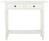 SAFAVIEH Home Collection – Rosemary Distressed Cream Console Table with Drawers & Shelf, Classic Contemporary Storage Console, Turned Leg Design (AMH5705C) SAFAVIEH