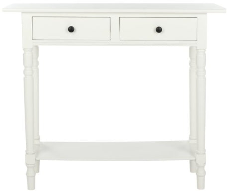 SAFAVIEH Home Collection – Rosemary Distressed Cream Console Table with Drawers & Shelf, Classic Contemporary Storage Console, Turned Leg Design (AMH5705C) SAFAVIEH