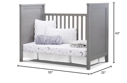 Sorelle Furniture Farmhouse Classic Crib 3-in-1 Convertible Crib, Made of Solid Pine Wood Non-Toxic Finish, Wooden Baby Bed, Toddler Bed and Child’s Daybed, Nursery Furniture-Weathered Gray - WoodArtSupply