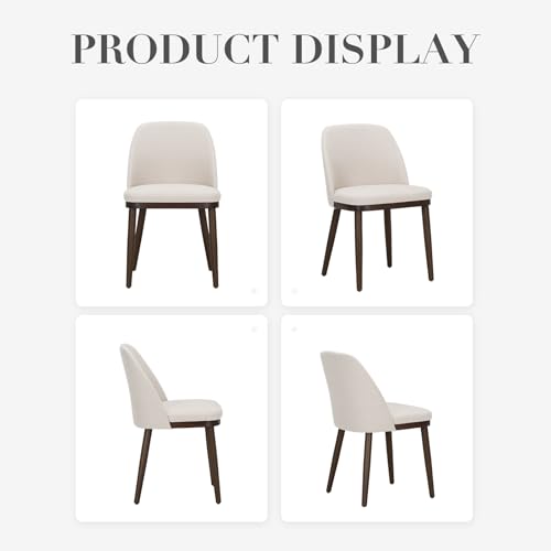 COLAMY Upholstered Dining Chairs Set of 2, Modern Kitchen Chairs with Back, Fabric Side Chair with Wood Legs for Dining Room Kitchen Restaurant, Beige COLAMY