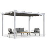 PURPLE LEAF 10' x 13' Outdoor Retractable Pergola Heavy-Duty Aluminum White Pergola with Sun Shade Canopy Patio Modern Shelter for Garden Yard Deck Grape Trellis, Grey PURPLE LEAF