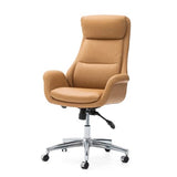 Glitzhome Modern Executive Office Chair, High Back PU Leather Ergonomic Computer Desk Chair, Adjustable Height Swivel Office Task Chair with Lumbar Back Support (Camel) Glitzhome