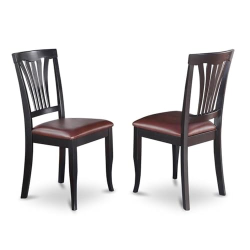 East West Furniture AVON7-BLK-LC 7 Piece Dining Table Set Consist of an Oval Dining Room Table with Butterfly Leaf and 6 Faux Leather Upholstered Chairs, 42x60 Inch, Black & Cherry East West Furniture