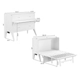 AFI, Northampton Full Size Murphy Bed Desk with Memory Foam 6" Mattress and Built-in USB Charger, White AFI