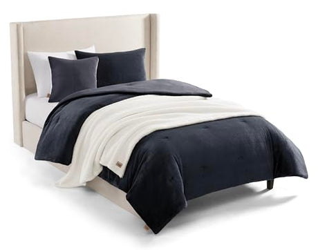 UGG Remina Twin Comforter Set 4 Piece Bed in a Bag with Throw Blanket, Decorative Pillow, Sham, and Reversible Comforter Hypoallergenic Washable College Dorm Bedding, Twin XL, Navy Blue UGG