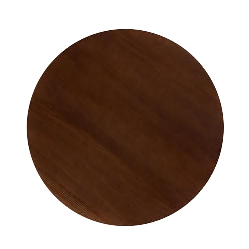 Walker Edison Modern Paneled-Wood Pedestal Base Round Top Dining Table, 48 Inch, Brown - WoodArtSupply