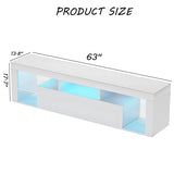 Floating TV Stand Wall Mounted - High Gloss Led Entertainment Center with Storage and Shelf, TV Stand for 65 Inch TV, Gaming Entertainment Center Console Table with Lights, White Gitua