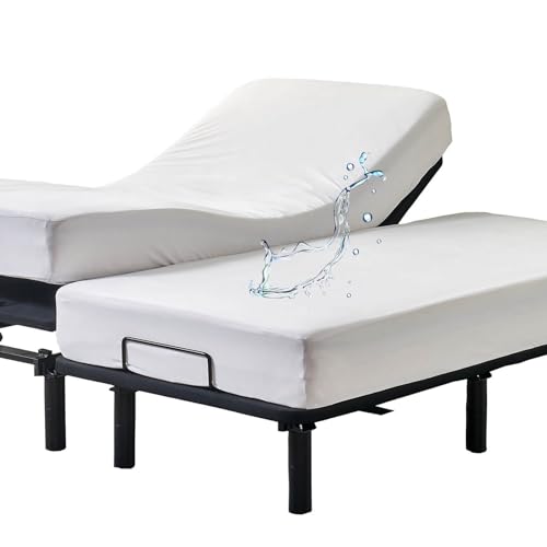Kingnex Waterproof Split King Mattress Protector for Adjustable Beds Soft Cooling Bamboo Viscose Jersey Fitted Matress Cover Kingnex