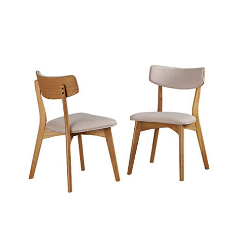 Christopher Knight Home Abrielle Mid-Century Modern Dining Chairs with Rubberwood Frame, 2-Pcs Set, Light Beige / Natural Oak Christopher Knight Home