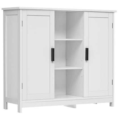 Iwell Storage Cabinet with 2 Doors and 4 Storage Shelves, Credenza Buffet Cabinet, Bathroom Cabinet for Living Room, Entryway, Home Office, White - WoodArtSupply