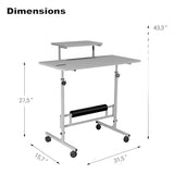 Zaqei Model 2026 Adjustable Height Rolling Desk with Wheels Portable Compact Laptop Table Mobile Workstation for Study Office Small Space Standing Desk Ergonomic Writing Surface Modern Home Furniture Zaqei