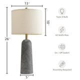 BOBOMOMO 27.25" Modern Table Lamp Set of 2, Gray Resin Lamp with Natural Stone Look, Lamps for Living Room with Linen Shades, Nightstand Lamp for Bedroom, Living Room, Entryway BOBOMOMO