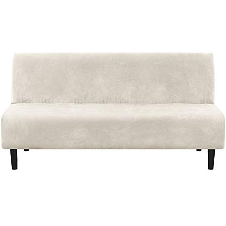 H.VERSAILTEX Real Futon Cover Armless Sofa Covers Sofa Bed Covers Stretch Futon Couch Cover Sofa Slipcover Furniture Protector Thick Soft Fabric Form Fitted Stay in Place, Ivory H.VERSAILTEX