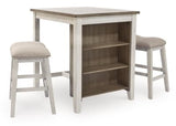 Signature Design by Ashley Skempton 3 Piece Counter Height Dining Set, Includes Table and 2 Barstools, Whitewash Signature Design by Ashley