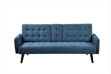 Container Furniture Direct Leno 72" Sleeper Sofa Bed - Convertible Folding Backrest to Full Bed with Cup Holder & Drop-Down Table - Space Saving Linen Sofa for Small Spaces - Easy Assembly, Blue Container Furniture Direct