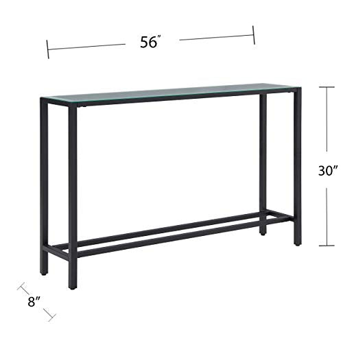 SEI Furniture Darrin Narrow Mirrored Top Console Table, 56", Black SEI Furniture