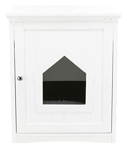 TRIXIE Furniture Style Litter Box Enclosure with Shelf, Indoor Pet Home, White - WoodArtSupply