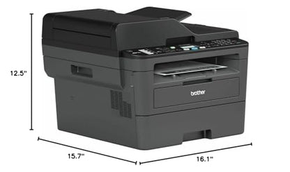 Brother MFC L26 Series All-in-One Laser Monochrome Printer, Print, Copy, Scan, Fax - 26 ppm, 2400 x 600 dpi, 250 Sheets, Wireless, Mobile Printing, Auto 2-Sided Printing, with MTC Printer Cable