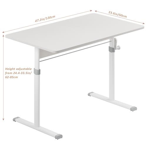 YOXIER Manual Standing Desk, 39.37 x 23.62 inch Sit and Stand Desk, Computer Desk Adjustable Height, Heavy Duty Game Desk, Hand Crank Standing Desk, Hand Lifting Computer Desk, Manual Stand Up Desk YOXIER