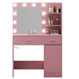 LIVELYGLOW Vanity with Lights, Makeup Vanity with Mirror, 3 Lighting Modes, for Bedroom, Pink LIVELYGLOW