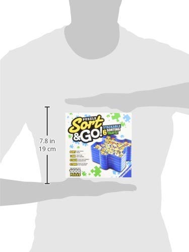 Ravensburger Sort and Go Jigsaw Puzzle Accessory - Robust Plastic Sorting Trays for Easy Puzzle Organization | Accommodates up to 1000 Piece Puzzles | Stackable and Portable Design | Blue Ravensburger