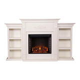 Bowery Hill Traditional Wood Electric Fireplace with Bookcases in Ivory BOWERY HILL