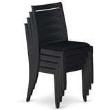 East West Furniture LGX19-BLK-24 -9 Piece Dining Set Includes a Rectangular Kitchen Table with Black Tabletop and 8 Stackable Polyester Fabric Chairs, Black East West Furniture