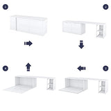 RuiSiSi Queen Murphy Bed Wall Bed with Rotable Desk, Foldable Platform Bed Frame with Storage, for Home Office Small Room, White RuiSiSi