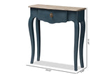 Baxton Studio Elancourt Classic and Provincial Spruce Finished Console Table, Blue Baxton Studio