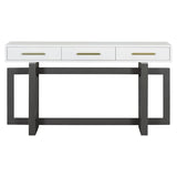 Knocbel Long Console Table with 3 Drawers and Handles, Minimalist Entryway Sofa Tables with Cross Sled Base for Living Room Hallway, 15.7" D x 57" W x 30.6" H Gray and Whitetop Knocbel