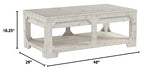 Signature Design by Ashley Fregine Farmhouse Rectangular Lift Top Coffee Table with Floor Shelf, Whitewash with Weathered Finish Signature Design by Ashley