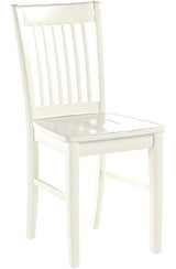 East West Furniture Norfolk Dining Room Slat Back Solid Wood Seat Chairs, Set of 2, Linen White East West Furniture