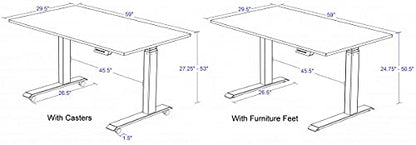 Stand Up Desk Store Electric Adjustable Height Standing Desk with Programmable Memory (Charcoal Frame/Natural Walnut Top, 60" Wide) - WoodArtSupply