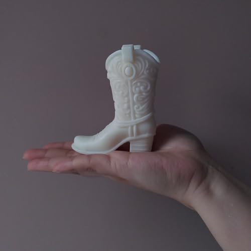 Japleed Cool Boot Shape Candle Molds, 3D Cowboy Chocolate Molds, Cowboy Boot Silicone Molds for Resin Candle Soap Wax Making, Silicone Fondant Jelly Ice Cake Decoration Mold for Crafts Baking Tool