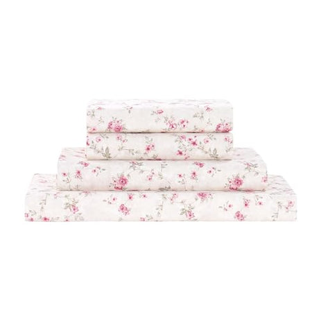 Modern Threads 4-Piece Ultra Soft Microfiber Bed Sheets Set, Wrinkle Free Sheets with Deep Pockets Fitted Sheet, Flat Sheet & Pillowcases, Lightweight Breathable Bedding, Floral Rose, Queen Modern Threads