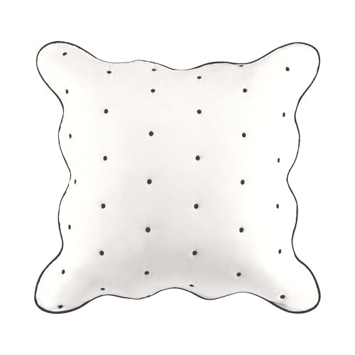 kate spade new york Scalloped Edge Euro Sham, 26" x 26" Decorative Pillow Cover, Single 100% Cotton Cover, Machine Washable, Marshmallow kate spade new york