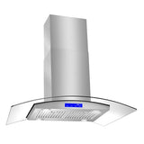 COSMO COS-668ICS900 36 in. Lumin Collection 380 CFM Ducted Island Range Hood, Soft Touch Controls, LED Lights, Stainless Steel COSMO