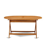 East West Furniture Diboll 5 Piece Outdoor Patio Dining Sets Consist of an Oval Acacia Wood Table and 4 Folding Arm Chairs, 36x60 Inch, Natural Oil East West Furniture