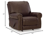 Signature Design by Ashley Colleton Classic Leather Match Upholstered Manual Recliner with Nailheads, Dark Brown Signature Design by Ashley
