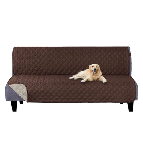 U-NICE HOME Futon Sofa Covers Reversible Sofa Slipcover Armless Furniture Protector Couch Cover Water Resistant (Futon, Coffee/Beige) U-NICE HOME