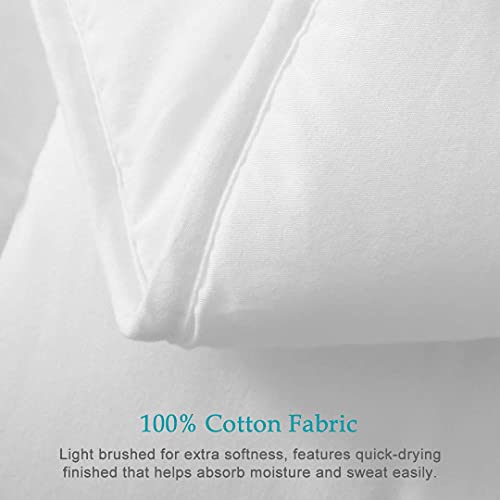 Oaken-Cat 100% Cotton Cover Down Alternative Comforter Twin - Ultra-Soft Skin-Friendly Breathable Fluffy Microfiber Duvet, All Season Bed Comforter Duvet Insert (68x90, White) Oaken-Cat