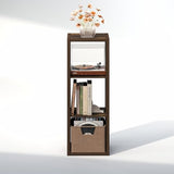 Furinno Cubicle Record Player Stand with Vinyl Storage, 3-Cube 1.2 Extra Thick Vinyl Record Storage, Open Back Media Shelf for CD DVD Blueray Game Disc, for Living Room, Home Office, Amber Pine Furinno