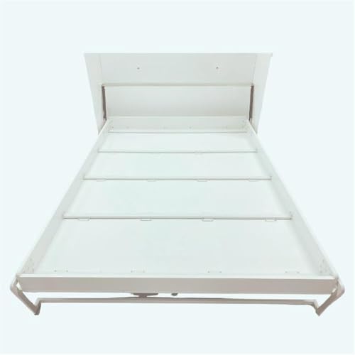 MAKLAINE Contemporary Modern Engineered Wood Flexible Slat System Dual-Mounted Queen Murphy Bed 65-inch Space-Saving in White MAKLAINE